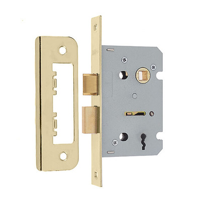 Frelan Hardware 2 Lever Contract Sash Lock (64mm OR 76mm), Electro Brass - JL470EB 76mm (3 INCH) - ELECTRO BRASS RADIUS EDGE