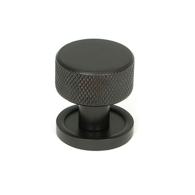 From The Anvil Brompton Cabinet Knob On Rose (25mm, 32mm Or 38mm), Aged Bronze - 46826 AGED BRONZE - 38mm