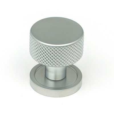 From The Anvil Brompton Cabinet Knob On Rose (25mm, 32mm Or 38mm), Satin Chrome - 46876 SATIN CHROME - 38mm