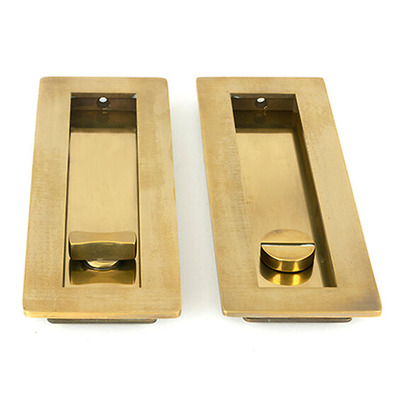 From The Anvil Plain Rectangular Pull Privacy Set (175mm OR 250mm), Aged Brass - 48314 AGED BRASS - 250mm x 60mm