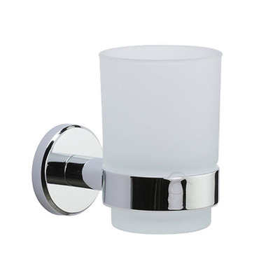 Heritage Brass Oxford Toothbrush Holder With Frosted Glass Tumbler, Polished Chrome - OXF-TUMBLER-PC POLISHED CHROME