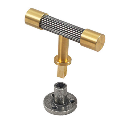 Finesse Immix Reed Anti Rotation T-Bar Cabinet Knob (70mm Length), Antique Gold - IMX2008-G ANTIQUE GOLD