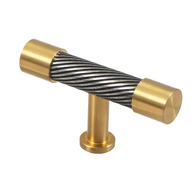 Finesse Immix Spiral T-Bar Cabinet Knob (70mm Length), Antique Gold - IMX3005-G ANTIQUE GOLD
