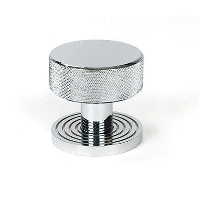 From The Anvil Brompton Beehive Rose Mortice/Rim Knob Set, Polished Chrome - 46780 (sold in pairs) POLISHED CHROME - BEEHIVE ROSE