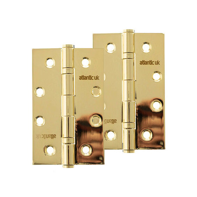 Atlantic Hardware 4 Inch Slim Knuckle Ball Bearing Hinges, Polished Brass - AH42525PB (sold in pairs) POLISHED BRASS