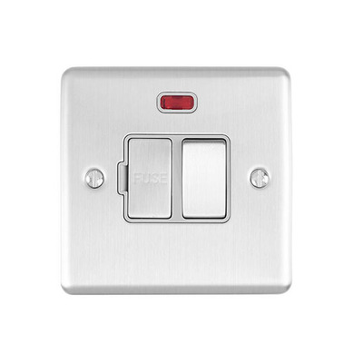 Carlisle Brass Eurolite Enhance Decorative 13 Amp DP Switched Fuse Spur With Neon Indicator, Satin Stainless Steel With Grey Trim - ENSWFNSSG SATIN STAINLESS STEEL - GREY TRIM
