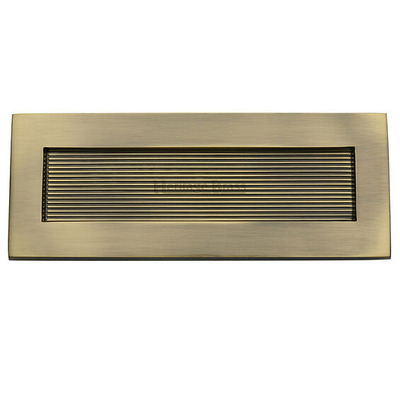 Heritage Brass Reeded Letter Plate (10" x 4"), Antique Brass - RR852 254.101-AT ANTIQUE BRASS - 10" x 4"