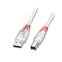 Image of Lindy 0.2m USB 2.0 Cable - Type A to B, Transparent