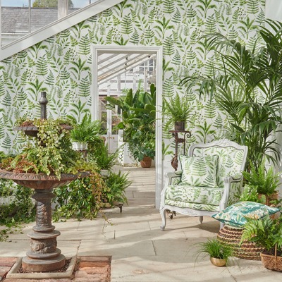 Marianne Bracken Leaf Wallpaper Forest Green Clarke and Clarke W015602