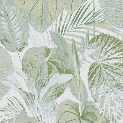 Famous Garden Tropical Leaves Vinyl Wallpaper Green/Grey/Gold AS Creation 39355-4
