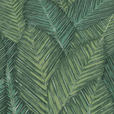 Martinique Leaf Textured Vinyl Wallpaper Green Erismann 10391-07
