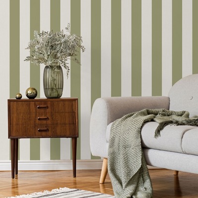 Juliette Stripe Textured Vinyl Wallpaper Sage Green Fine Decor FD43459
