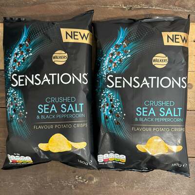 3x Walkers Sensations Salt & Black Peppercorn Crisps Share Bags (3x150g)