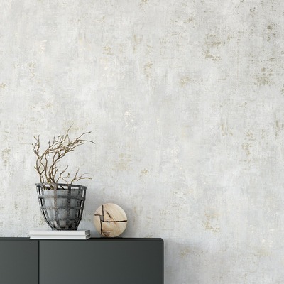 Industrial Concrete Texture Wallpaper Grey / Gold World of Wallpaper AF0026
