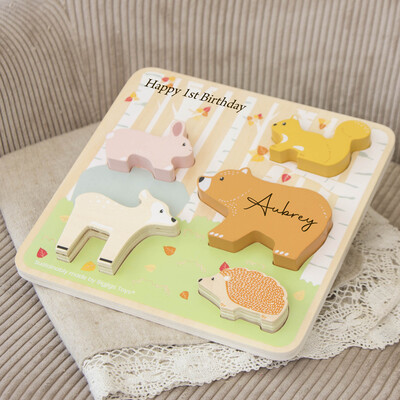 Personalised Wooden Woodland Puzzle - Sustainable Wooden Toy
