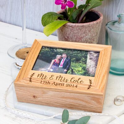 Personalised Solid Oak Wedding Photo Album Box
