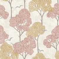 Lykke Tree Wallpaper Coral Fine Decor FD26544