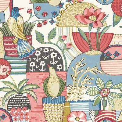 Fika Blissful Birds Wallpaper Blue / Red Fine Decor FD26557
