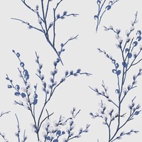 Laura Ashley Pussy Willow Wallpaper Off White / Midnight 113360