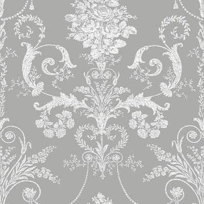 Laura Ashley Josette Damask Wallpaper Steel Grey 113383
