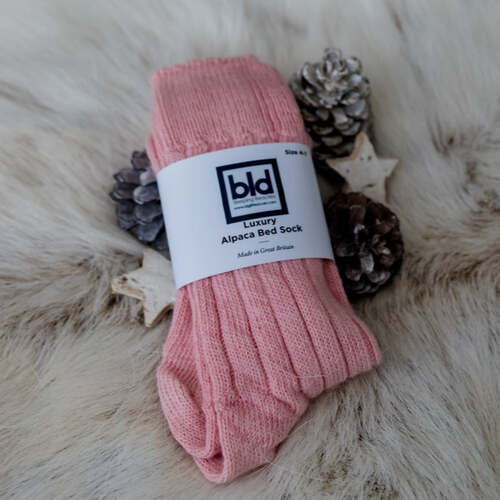Alpaca Bed Socks - Pearl Grey Size UK 4-7 - Pink