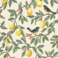 Lemon Leaf Trail Wallpaper Cream / Orange Holden 13870