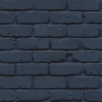 Painted Brick Wallpaper Navy Blue Fine Decor FD43602