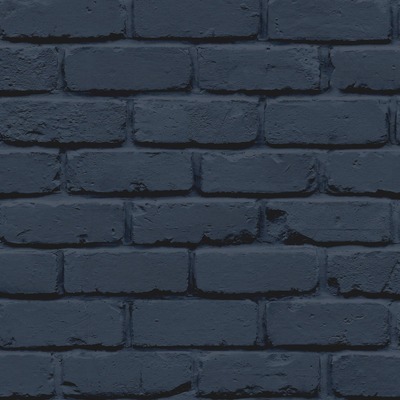 Painted Brick Wallpaper Navy Blue Fine Decor FD43602
