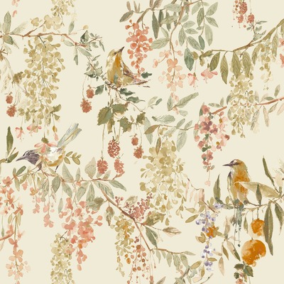 Blackberry Trail Wallpaper Cream / Red Grandeco A79301
