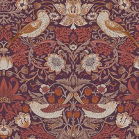 William Morris At Home Strawberry Thief Wallpaper Plum 124229