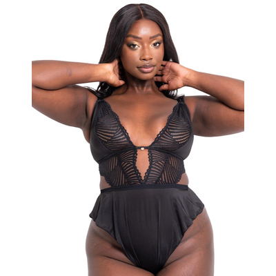 Scantilly by Curvy Kate After Hours Stretch Lace Teddy - Black - S - 10

