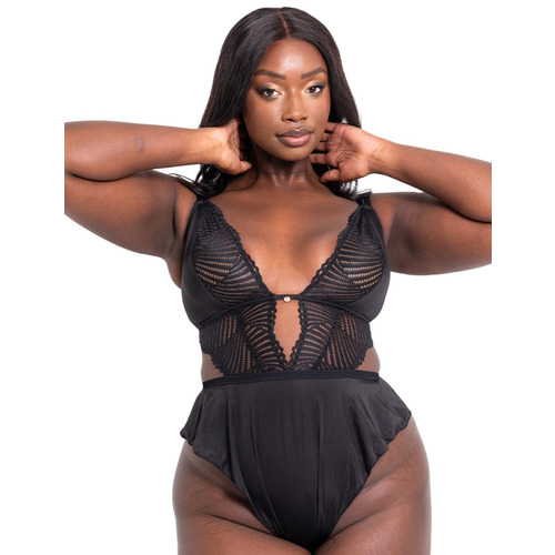Scantilly by Curvy Kate After Hours Stretch Lace Teddy - Black