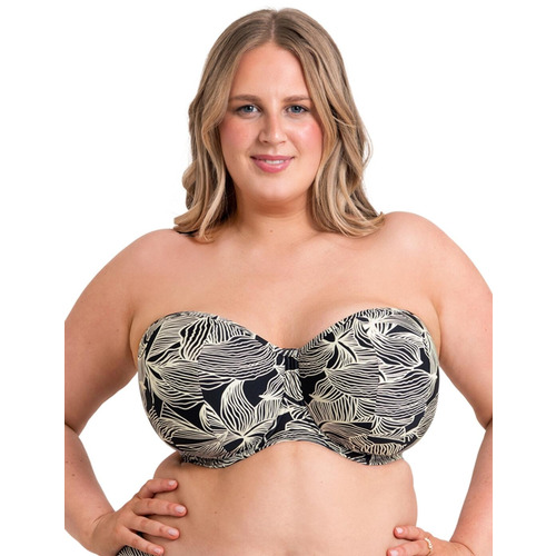 Curvy Kate Ripple Reef Bandeau Bikini Top - Black Print
