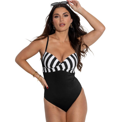 Pour Moi Free Spirit Lightly Padded Underwired Swimsuit - Black/White