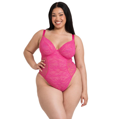 Curvy Kate All Night Lace Plunge Body - Hot Pink/Blush
