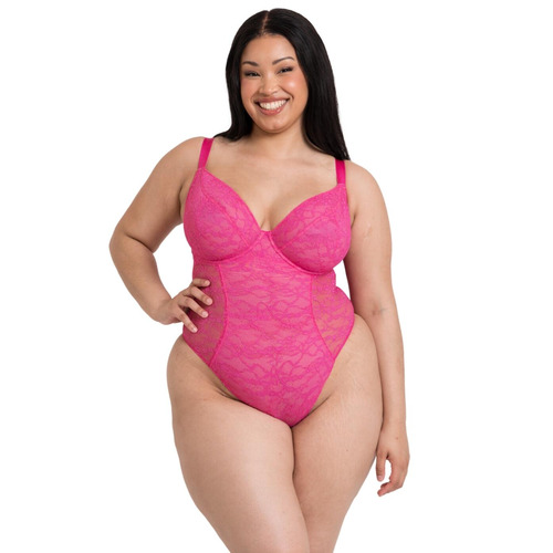 Curvy Kate All Night Lace Plunge Body - Hot Pink/Blush