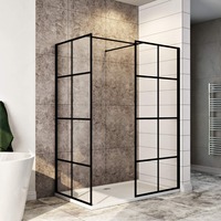 ELEGANT 1200X700x1850mm Walk in Wet Room Shower Enclosure Shower Screen Panel Matt black