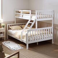 ELEGANT White Pine Wood Triple Sleeper Bed Frame Solid Wood Bunk Bed Frame with Guard Rail 3ft Single for Kids 4FT6 Double for Adults