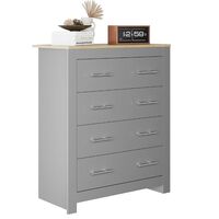 ELEGANT Grey Oak 4 Drawer Chest with Metal Handles for Home Storage Organizer