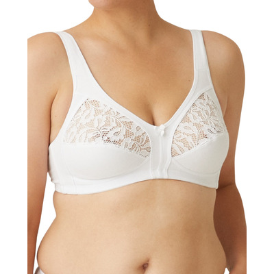 Naturana Vintage Cotton Non Wired Lace Bra - White