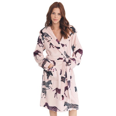 Chelsea Peers Fleece Dressing Gown - Zebra Print
