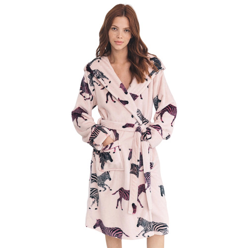 Chelsea Peers Fleece Dressing Gown - Zebra Print
