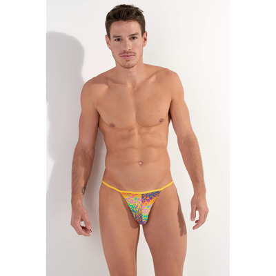 Image of HOM FUNKY STYLE Tanga Brief - Yellow Print