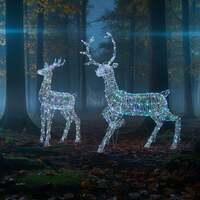Outdoor Light Up Laser Ribbon Christmas Reindeer LED Stags Set