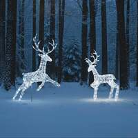 Outdoor Light Up Acrylic Christmas Reindeer Flying Stag and Stag Set