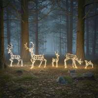 Outdoor Light Up White Wire Christmas LED Reindeer Large Family Set