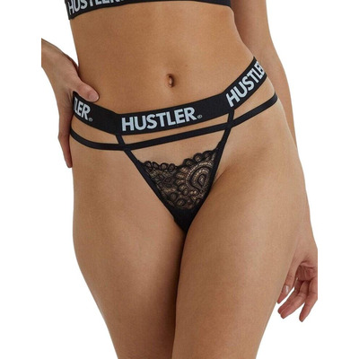 Playful Promises Hustler Lace Thong - Black