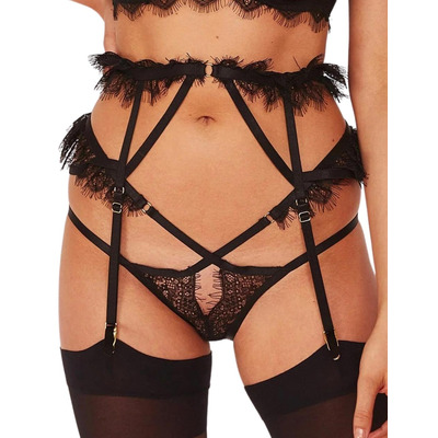 Wolf & Whistle Chantal Lace Cage Suspender - Black