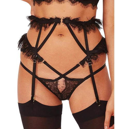 Wolf & Whistle Chantal Lace Cage Suspender - Black