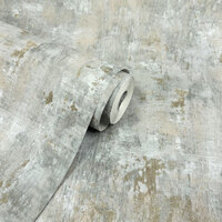 Soho Concrete Textured Heavyweight Vinyl Wallpaper Sage Green / Gold World of Wallpaper WOW169